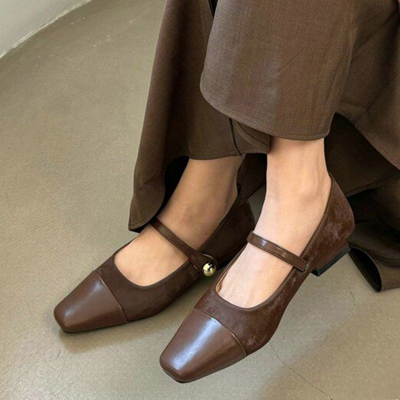 Women Shoes Formal - รองเท้าแมรี่เจนสำหรับผู้หญิง รองเท้าส้นหนาแบบหรูหรา รองเท้าแตะแบบสวม ดีไซน์เนอร์ รองเท้าส้นเตี้ยแฟชั่น รองเท้าเดินสบายสำหรับผู้หญิง