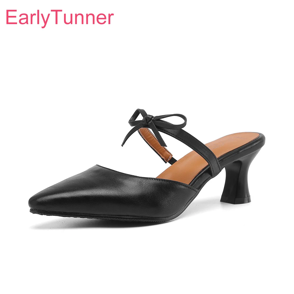 Women'S Shoes Big Feet - แฟชั่นฤดูร้อนใหม่สีดํา Apricot ผู้หญิง Causal Mules Pointed