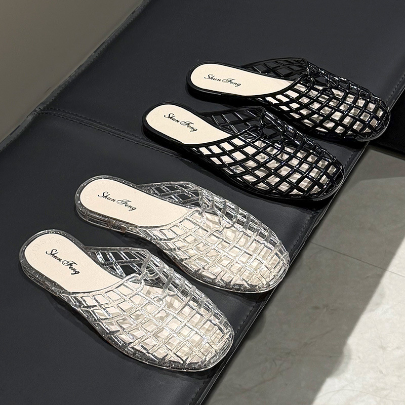 Jelly Sandal Women - รองเท้าแตะผู้หญิงสำหรับฤดูร้อน ระบายอากาศได้ดี รองเท้าสานแบบเย็นสบาย ประดับประกายวิบวับ ดีไซน์แบบโปร่ง ใช้งานได้หลากหลาย