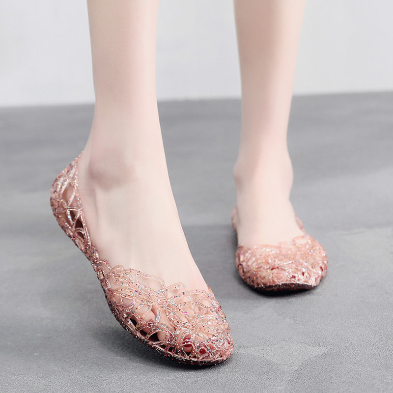 Jelly Sandal Women - รองเท้าแตะสตรีแบบสวมสำหรับฤดูร้อน ระบายอากาศได้ดี เหมาะสำหรับใส่ไปชายหาด รองเท้าเจลลี่ตาข่ายสำหรับผู้หญิง รองเท้าลำลองแบบสวมสำหรับผู้ใหญ่ รองเท้าลำลองสำหรับวัยรุ่น