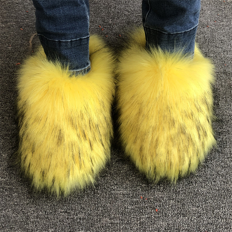 Fluffy Fur Slipper - รองเท้าแตะขนเฟอร์เทียมสำหรับผู้หญิงรุ่นใหม่ รองเท้าใส่ในบ้านสำหรับฤดูใบไม้ร่วงและฤดูหนาว พื้นรองเท้า EVA นุ่ม น้ำหนักเบา