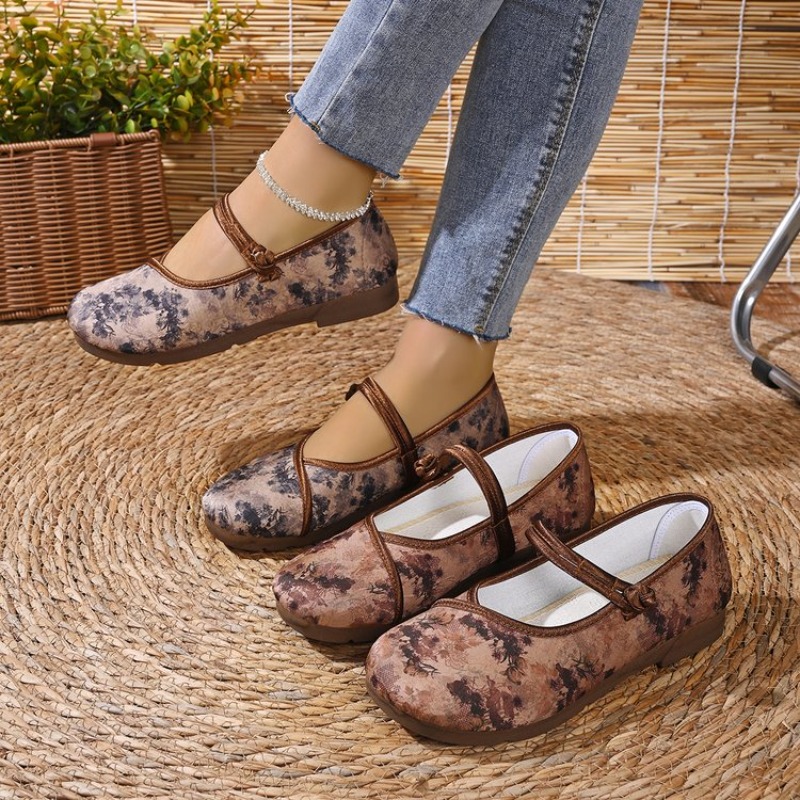 Shoes For Women Flats - รองเท้าแฟลตผู้หญิง ดีไซน์แบบแมรี่เจน สำหรับสุภาพสตรี หัวกลม นุ่ม สวมใส่สบาย