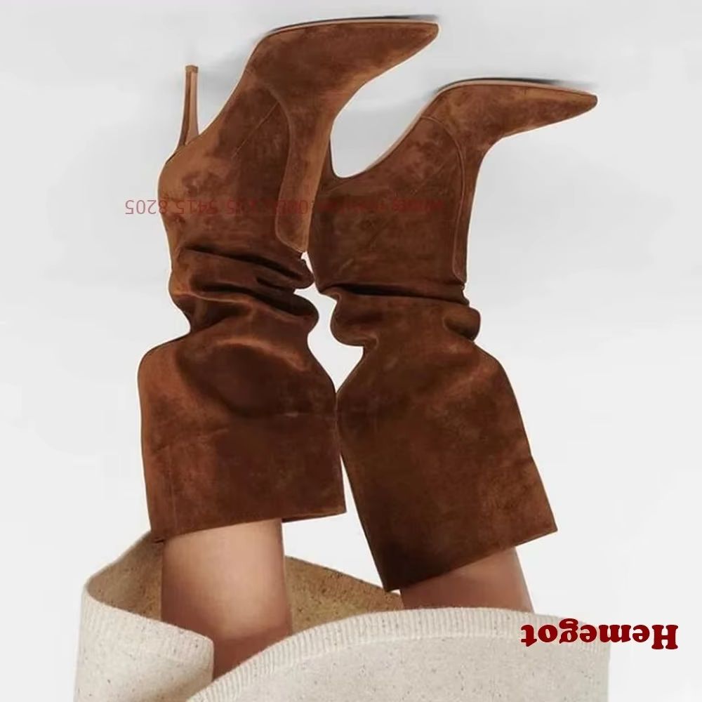 Women'S Shoes Vegan - สีน้ําตาล Pointy Toe SLIP บนรองเท้าสตรีมังสวิรัติ Suede