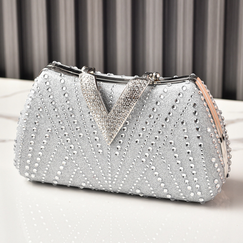 Women'S Shoes Louis Vuitton - กระเป๋าปาร์ตี้สีเงิน กระเป๋าถือดีไซน์เนอร์สำหรับผู้หญิง แรงบันดาลใจจากงานแต่งงานประดับเพชร คุณภาพหรูหรา พร้อมสายสะพายไหล่และสายสะพายข้างประดับคริสตัล