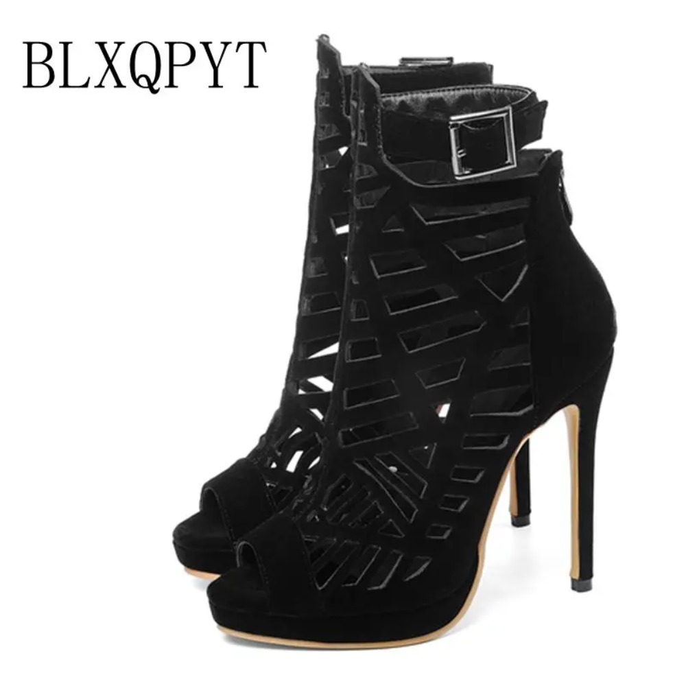 Women'S Shoes Peep Toe - รองเท้าส้นสูง BLXQPY ไซส์ใหญ่พิเศษ 28-52 รองเท้าส้นสูงแฟชั่นผู้หญิงแบบเปิดนิ้วเท้า ซิปหลัง