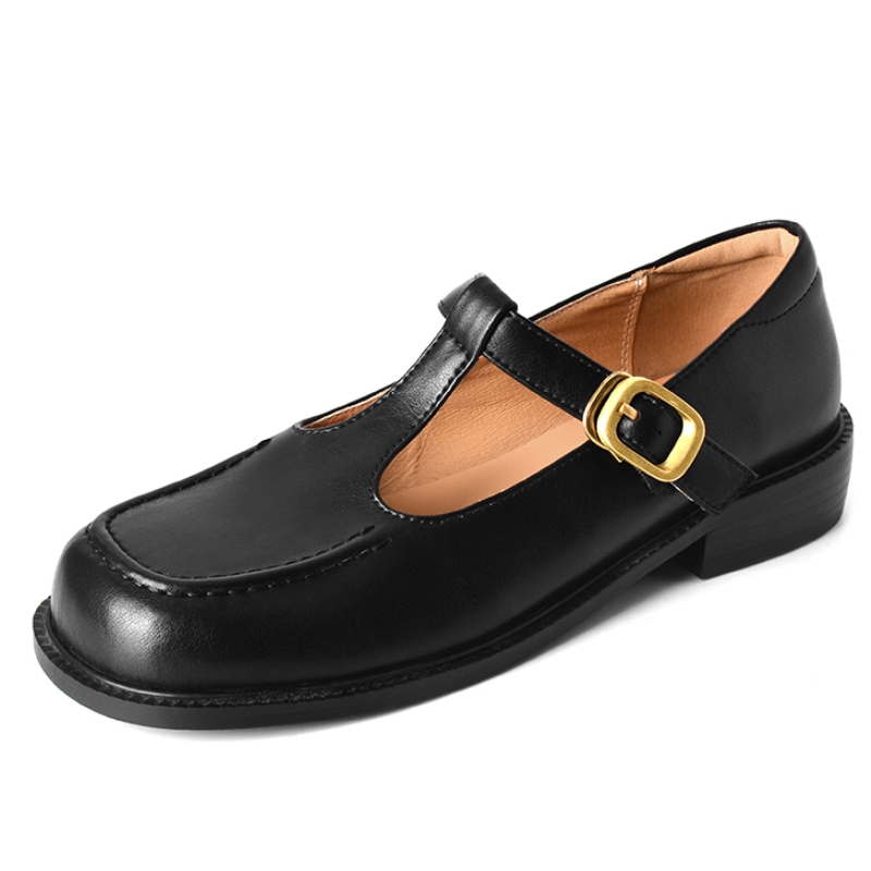 Shoes For Women Flats - รองเท้าส้นเตี้ยสตรีแบบสบาย ๆ หนังแท้แฟชั่นสบาย ๆ สายรัดรูปตัว T