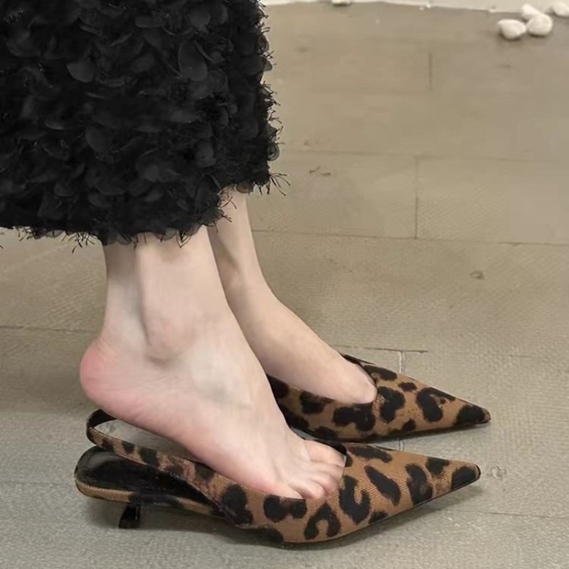 Women Shoes Formal - รองเท้าส้นสูงแบบสวมสำหรับผู้หญิง แฟชั่นฤดูใบไม้ผลิ/ฤดูร้อน หัวแหลม ประดับสายรัด เหมาะสำหรับงานปาร์ตี้ รองเท้าส้นสูงแบบสตริปเปอร์