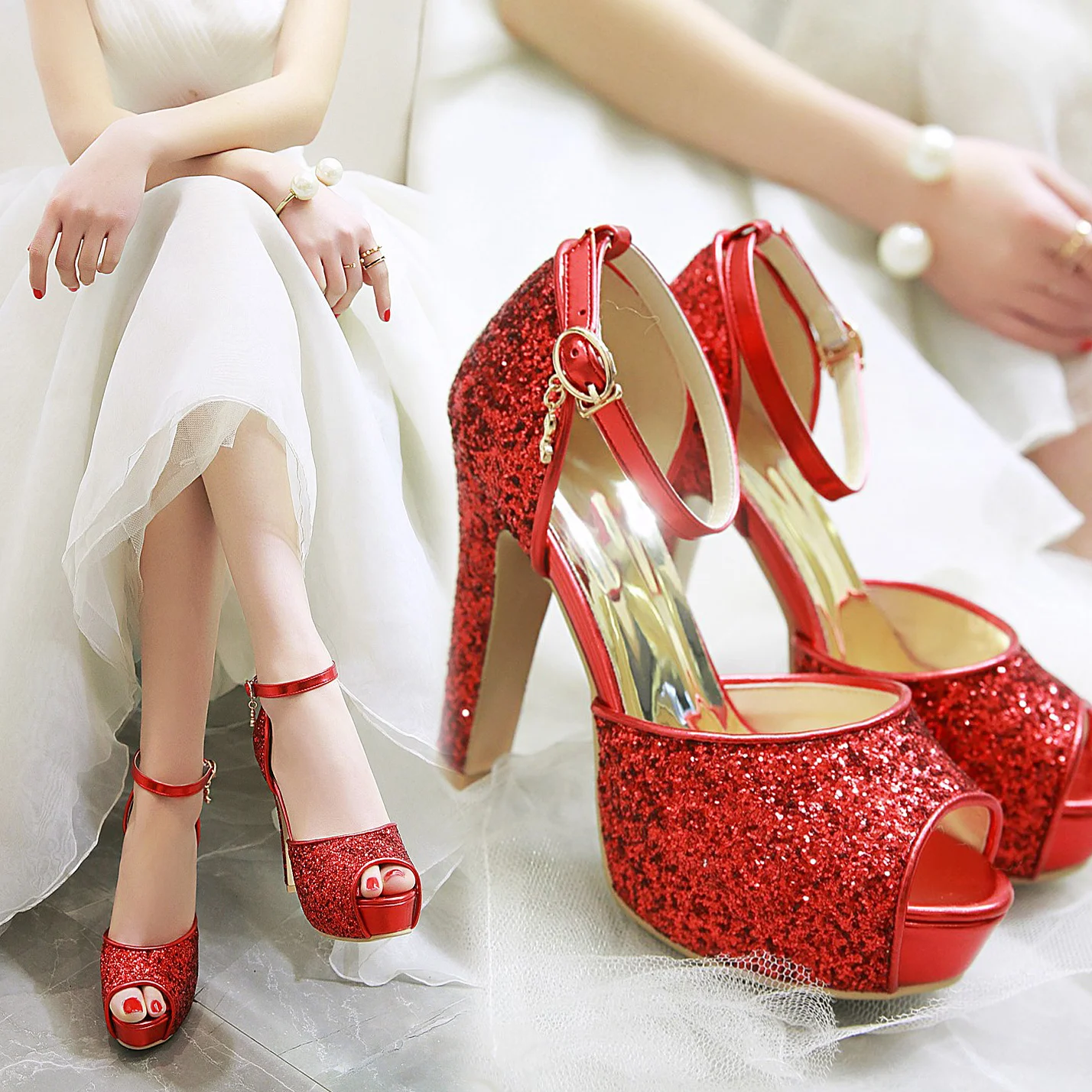 เงินฤดูร้อนผู้หญิงรองเท้าส้นสู - Women Shoes Formal บทวิจารณ์และราคา