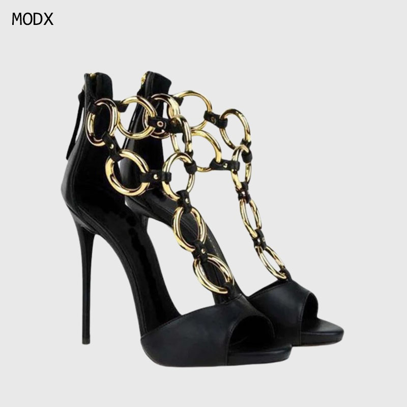รองเท้าส้นสูงแบบเปิดส้นสำหรับผ - Gold Chain Sandal บทวิจารณ์และราคา