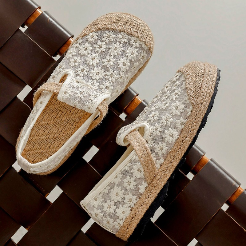 รองเท้าแตะลำลองผ้าลินินปักลายท - Women'S Shoes Vegan บทวิจารณ์และราคา
