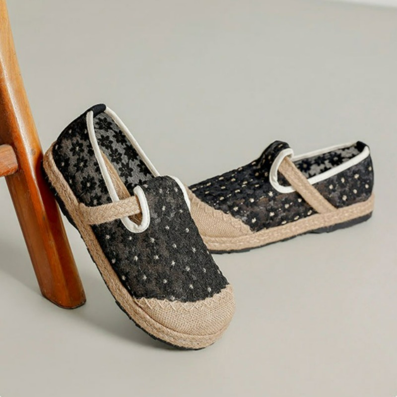 รองเท้าแตะลำลองผ้าลินินปักลายท - Women'S Shoes Vegan บทวิจารณ์และราคา