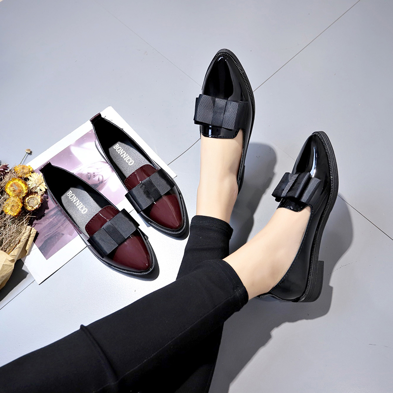 รองเท้าส้นเตี้ยหนังแก้วสีดำ/สี - Shoes For Women Flats บทวิจารณ์และราคา