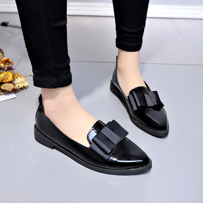 รองเท้าส้นเตี้ยหนังแก้วสีดำ/สี - Shoes For Women Flats บทวิจารณ์และราคา