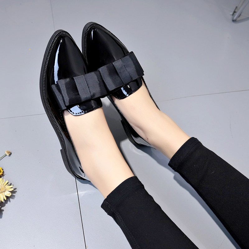 รองเท้าส้นเตี้ยหนังแก้วสีดำ/สี - Shoes For Women Flats บทวิจารณ์และราคา