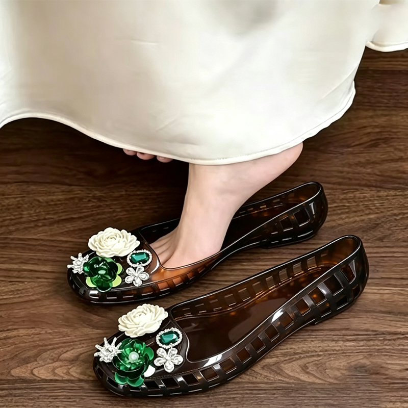 รองเท้าเจลลี่ประดับดอกไม้คริสต - Jelly Sandal Women บทวิจารณ์และราคา