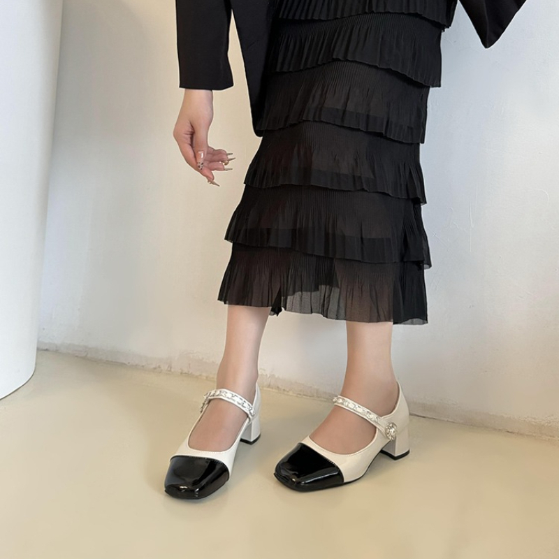 รองเท้าส้นสูงแบบหนาประดับมุก ร - Women Shoes Formal บทวิจารณ์และราคา