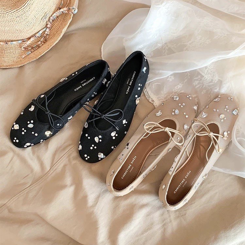 รองเท้าส้นเตี้ยแบบสวมประดับโบว - Women Shoes Formal บทวิจารณ์และราคา