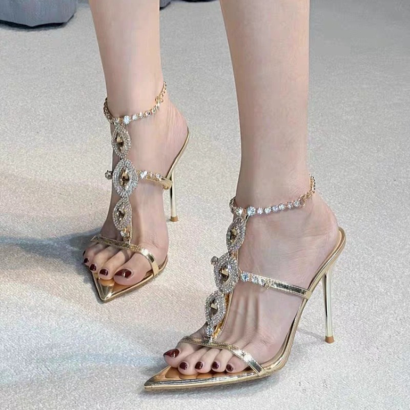 รองเท้าแตะผู้หญิงหรูหราประดับอ - Gold Chain Sandal บทวิจารณ์และราคา