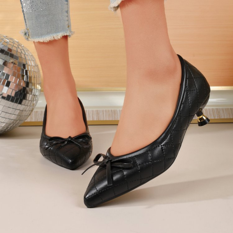 รองเท้าส้นเตี้ยหัวแหลมประดับโบ - Women Shoes Formal บทวิจารณ์และราคา
