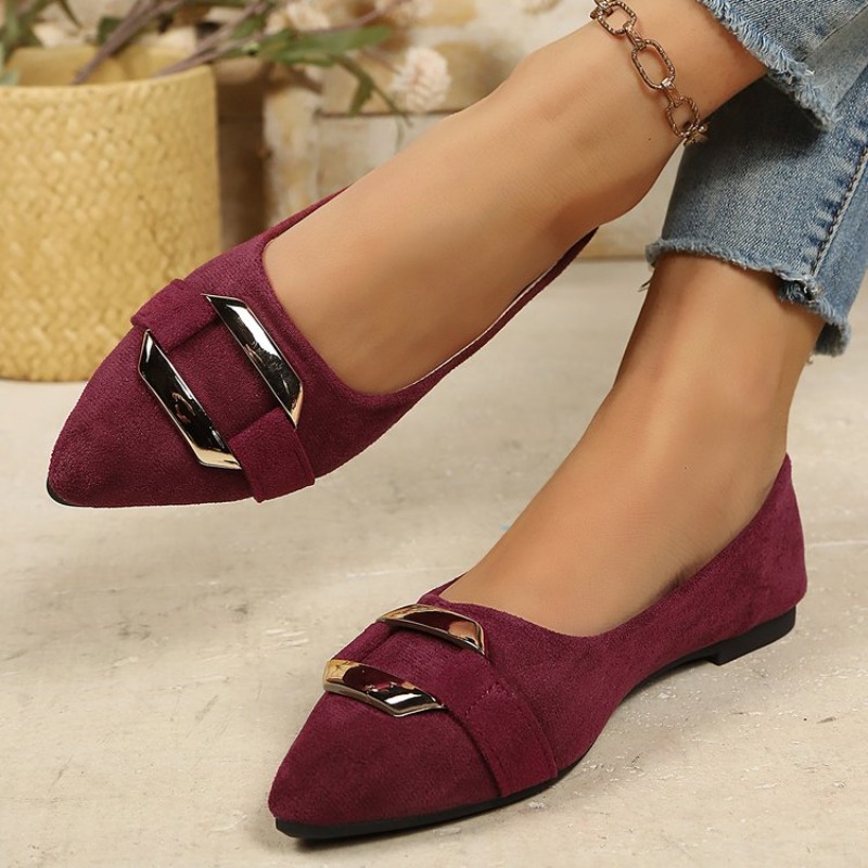 รองเท้าส้นแบนหัวแหลมหนังกลับสำ - Shoes For Women Flats บทวิจารณ์และราคา