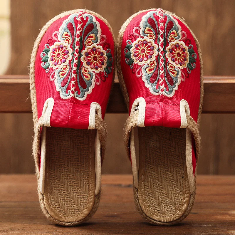 2024รองเท้าแตะส้นแบนปักลายทำจา - Women'S Shoes Vegan บทวิจารณ์และราคา