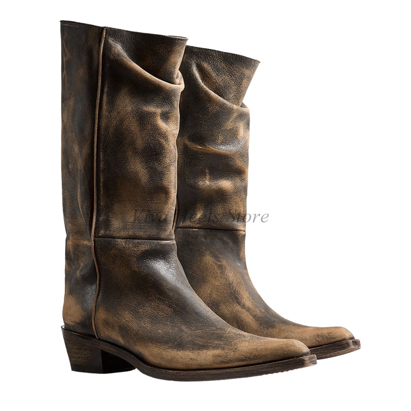รองเท้าบูทหนังวินเทจ ส้นหนา คว - Women'S Shoes Big Feet บทวิจารณ์และราคา