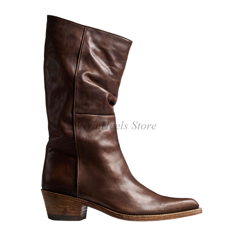 รองเท้าบูทหนังวินเทจ ส้นหนา คว - Women'S Shoes Big Feet บทวิจารณ์และราคา