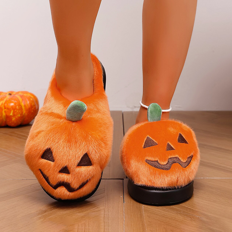 รองเท้าแตะผ้ากำมะหยี่ลายฟักทอง - Fluffy Fur Slipper บทวิจารณ์และราคา