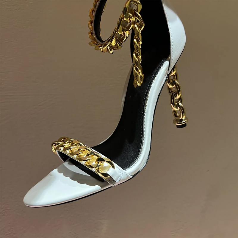 รองเท้าส้นสูงแบบเปิดนิ้วเท้าปร - Gold Chain Sandal บทวิจารณ์และราคา