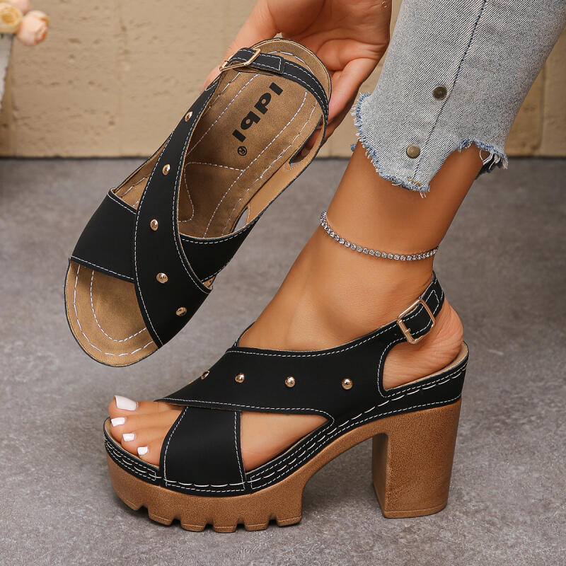 รองเท้าส้นสูงแบบวินเทจ สายไขว้ - Women Shoes Formal บทวิจารณ์และราคา